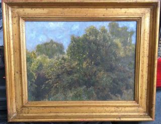 Vintage Landscape Green Trees Oil Painting Artist Signed American Impressionist
