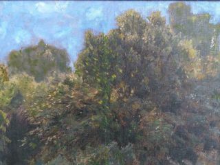 Vintage Landscape Green Trees Oil Painting Artist Signed American Impressionist 2