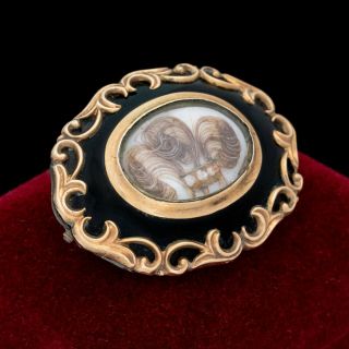 Antique Vintage Victorian 14k Rose Gold Mourning Memento Mori Pearl Hair Pendant