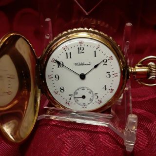 Antique Vintage 1902 Waltham Pocket Watch Gold Plated Hunting Case