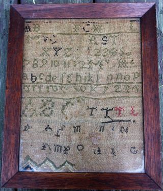 19th Century Antique Alphabet Sampler Embroidery