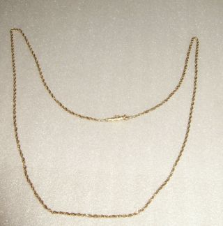 Vintage Estate 14k Yellow Gold Rope Chain Necklace 4.  8 G 19 3/4 " L
