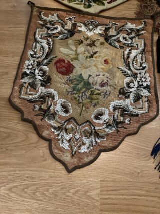 Antique Victorian Beadwork Needlepoint Panel Screen Your Choice Read Des