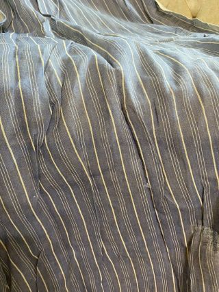 Antique Folk Fabric Early 1800’s Cotton Blue Pin Stripe Shirting 100”
