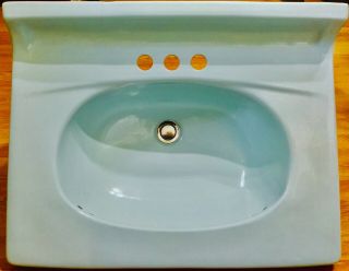Vintage Mid - Century Modern Sears Blue Bathroom Sink -