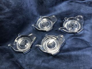 4 Mikasa Tea Time Vintage Glass Tea Bag Holders Rests Teapot - Shape Star