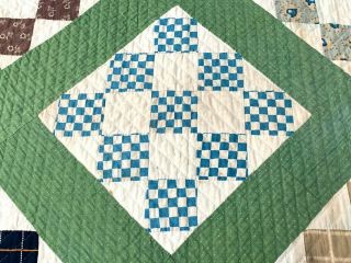 Early Maryland c 1850s Album Patch QUILT Antique Prussian Blue 102 x 100 3