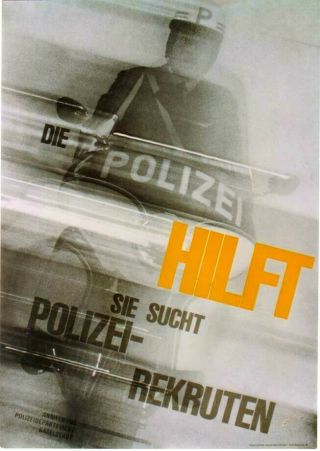 Vintage Poster Swiss Police Recruit Savety C.  1960