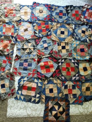 31 Antique Quilt Blocks Very Early Prints 9x9
