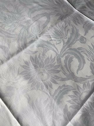 Vintage Irish Linen Double Damask Acanthus Design Large Oblong Tablecloth
