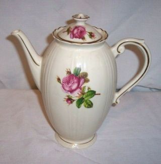 Vintage 8 1/2 " T Syracuse China Federal Shape Victoria Rose Rosalie Coffee Pot