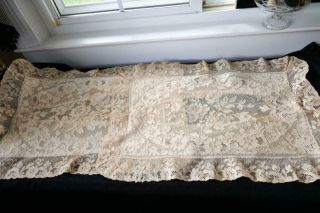 Pair Antique French Alencon Lace Pillowcase Cover Large