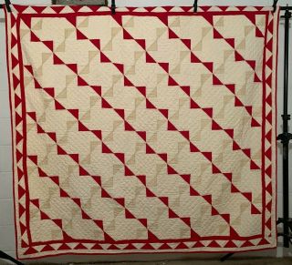 Antique Vintage Late 1800s 1880s Turkey Red Pinwheels Quilt 70 " X72 "