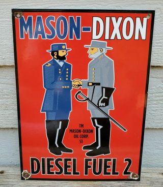 Vintage Porcelain Mason - Dixon Gas And Oil Sign 1951 Dated