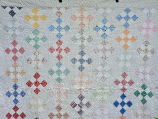 (10) GREAT Vintage Quilt NINE PATCH on POINT Hand Quilted 2