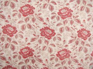 Fabric Antique French Printed Simulated Warp Floral Textile C1900 1.  11 Yards