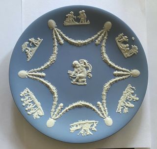 Wedgwood White On Blue Cupid Or Cherub Themed Plate 9 " Jasperware? Angels