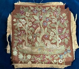 Antique Tapestry And Petit Point Panel / Seat Cover
