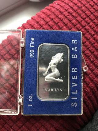 1973 Vintage 1 OZ.  999 fine Marilyn Monroe Silver Bar Colonial A, 3