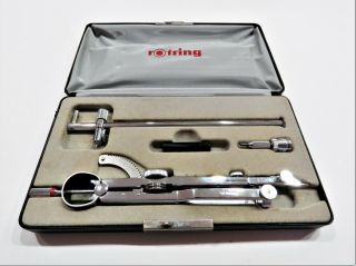 Vintage Rotring Master Bow Compass For Rapid Adjustment,  Set In Case R 532 101