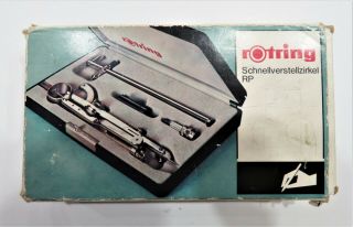 Vintage Rotring Master Bow Compass for Rapid Adjustment,  Set in Case R 532 101 3