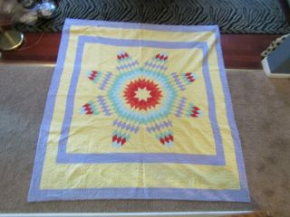 Vintage Handmade Hand Stitched & Quilted Star of Bethlehem Lone Star Quilt 2