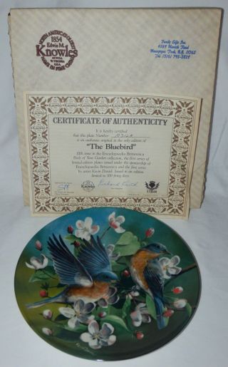 1986 The Bluebird Plate by Kevin Daniel Collector Fifth Issue w/Box & 2