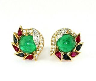 Vintage Trifari 1965 Alfred Philippe Jewels Of India Clip On Earrings