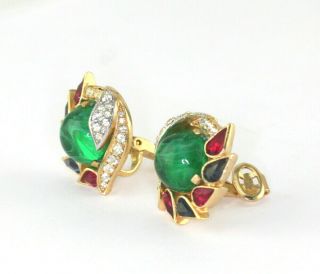 Vintage Trifari 1965 Alfred Philippe Jewels of India Clip On Earrings 3