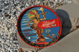 Vintage Dr.  Seuss Narragansett Beer Indian Chief Gansett Metal Tray Cranston,  Ri