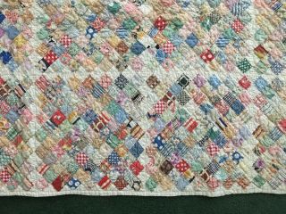 Vintage Depression Era Postage Stamp Quilt 4165 Squares Hand Quilted 75x80 Wow