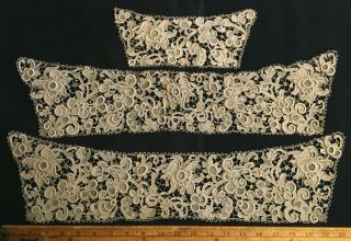 Antique Gros Point De Venise Handmade Lace Exquisite Collar Cuff Early 1800 