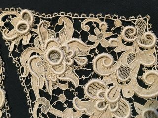 Antique Gros Point de Venise Handmade Lace Exquisite Collar Cuff Early 1800 ' s 2