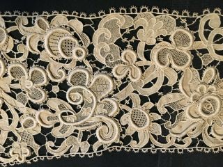 Antique Gros Point de Venise Handmade Lace Exquisite Collar Cuff Early 1800 ' s 3