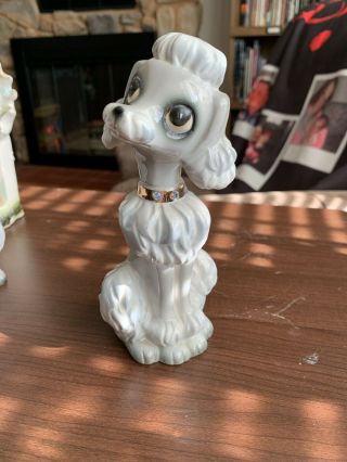Vintage Josef Originals Japan White Poodle Dog Figurine Rhinestones Around Neck