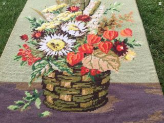 EXTRA LARGE VINTAGE TAPESTRY EMBROIDERED PICTURE HAND STITCH NEEDLEWORK FLOWERS 3