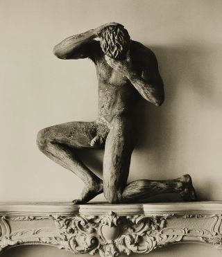 1989 Vintage Herb Ritts Surreal Male Nude Man Clay Statue Mantel Photo Art 12x16