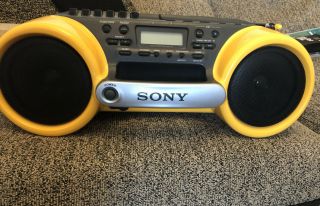 Sony Cfd - 980 Vintage Water Resistant Cd/cassette Boombox Yellow And Black