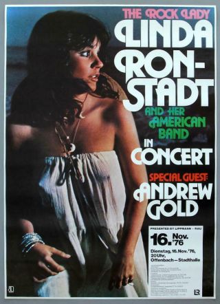 Linda Ronstadt - Rare Vintage 1976 Hasten Down The Wind Concert Poster
