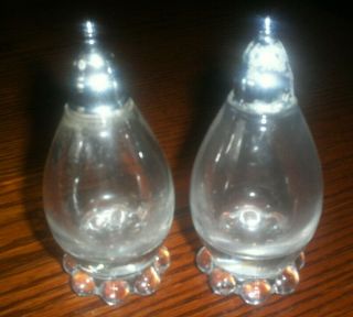 Vintage Antique Glass Salt & Pepper Shakers Ball Footed Old Clear Collectible