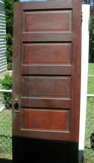 Antique Vintage Solid Wood 5 Panel Interior Door Stained 79,  " H X 29,  " W 1 - 3/8 " T