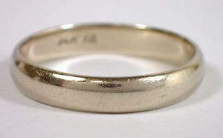 Vtg Fg Designer Signed 4.  2g Solid 14k White Gold 4mm Wedding Band Ring Sz 11