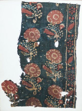 Fustat (fostat) Ruins Excavated Chintz Textile Fragment - Egypt,  Flower Pattern