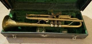 Vintage Hn White King Trumpet Liberty Model Engraving W/case