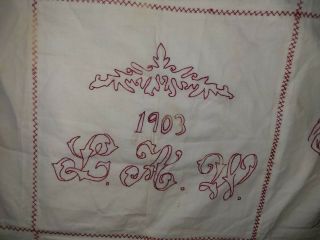 Vintage 1903 Hand Stitched Sewn Quilt Top Pieced Together Community Embroidered