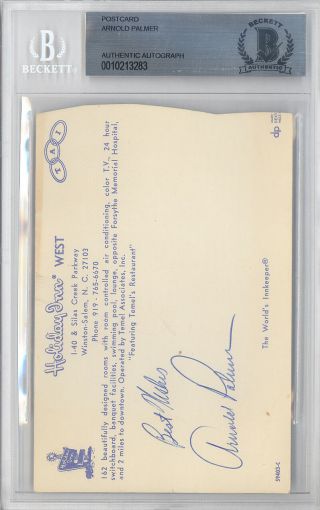 Arnold Palmer Autographed 3.  5x5.  5 Postcard Best Wishes Vintage Beckett 10213283