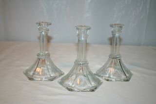 3 Home Interior Homco Clear Glass Candlesticks Votive Cup Holders