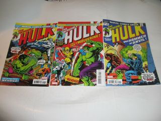 Set Of - 3 - Incredible Hulk 180 - 181 - 182 Facsimile Edition 1st Full App Wolverine