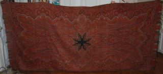 Huge Antique Paisley Shawl Cloth C1850 Lyon France Tapestry 126” X 60 "