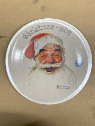 Christmas 1988 Santa Clause Norman Rockwell Plate.  Knowles Fine China Rare